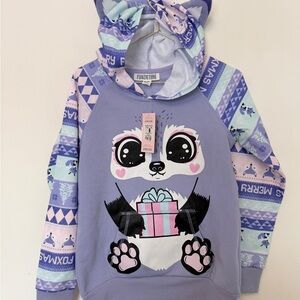 Kids Panda Hoodie - Lavender and Light Blue